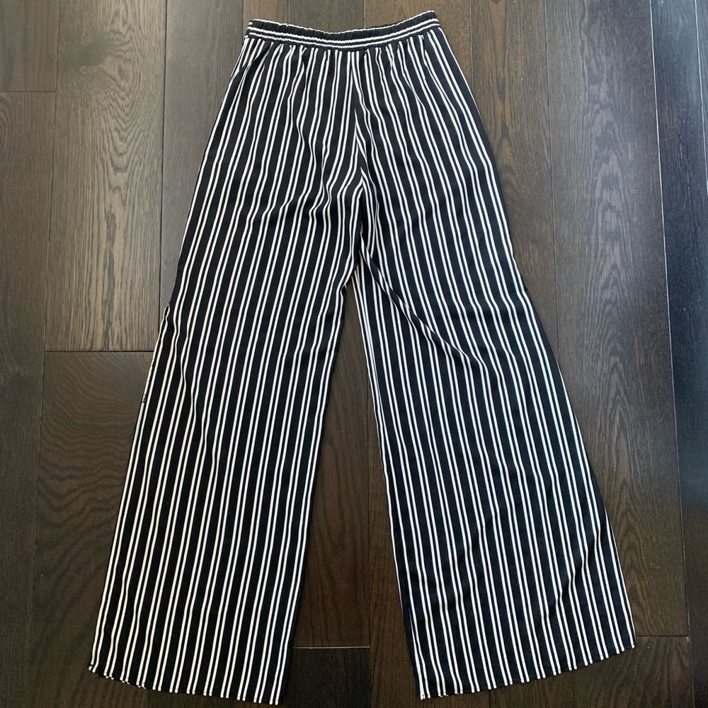 Black & White Side Cut Flowy Pants